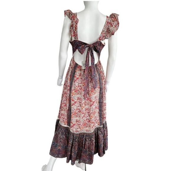 Haute Hippie flutter sleeve, tiered peasant-style maxi-dress size 14 - Picture 3 of 14